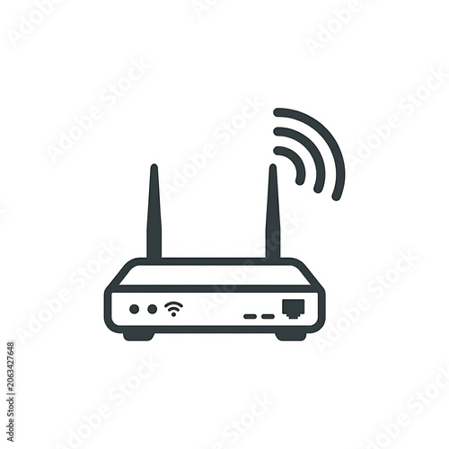 Wireless router icon black and white illustration for internet connectivity