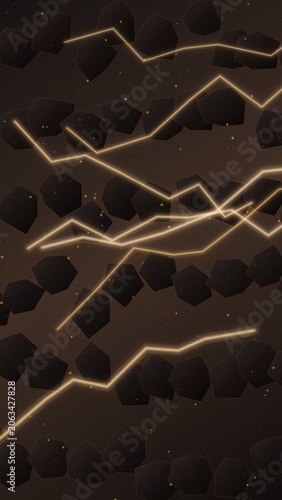 Seamless geometric circuit pattern with hexagons and gold lines