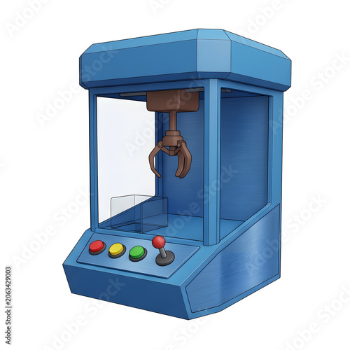 Blue Cartoon Claw Machine Illustration