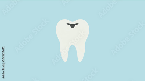 Bild auf Leinwand Flat vector illustration of molar tooth with cavity on blue background for denta