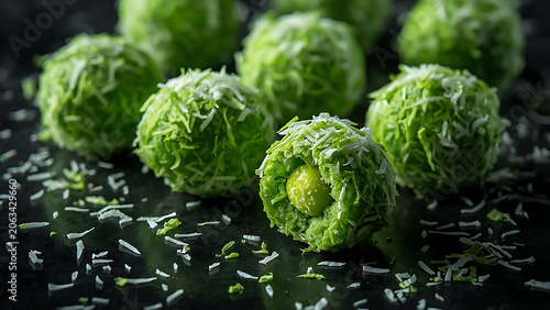Healthy Green Energy Balls with Coconut Flakes and Lime Zest