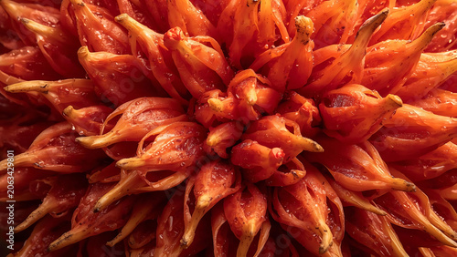Macro Close-up of Vibrant Orange Flower Petals with Detailed Texture