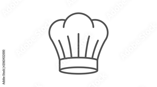 Professional chef hat toque line art icon.