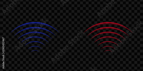 Photos Round glowing light Wi-Fi effect and Sonar sound waves set