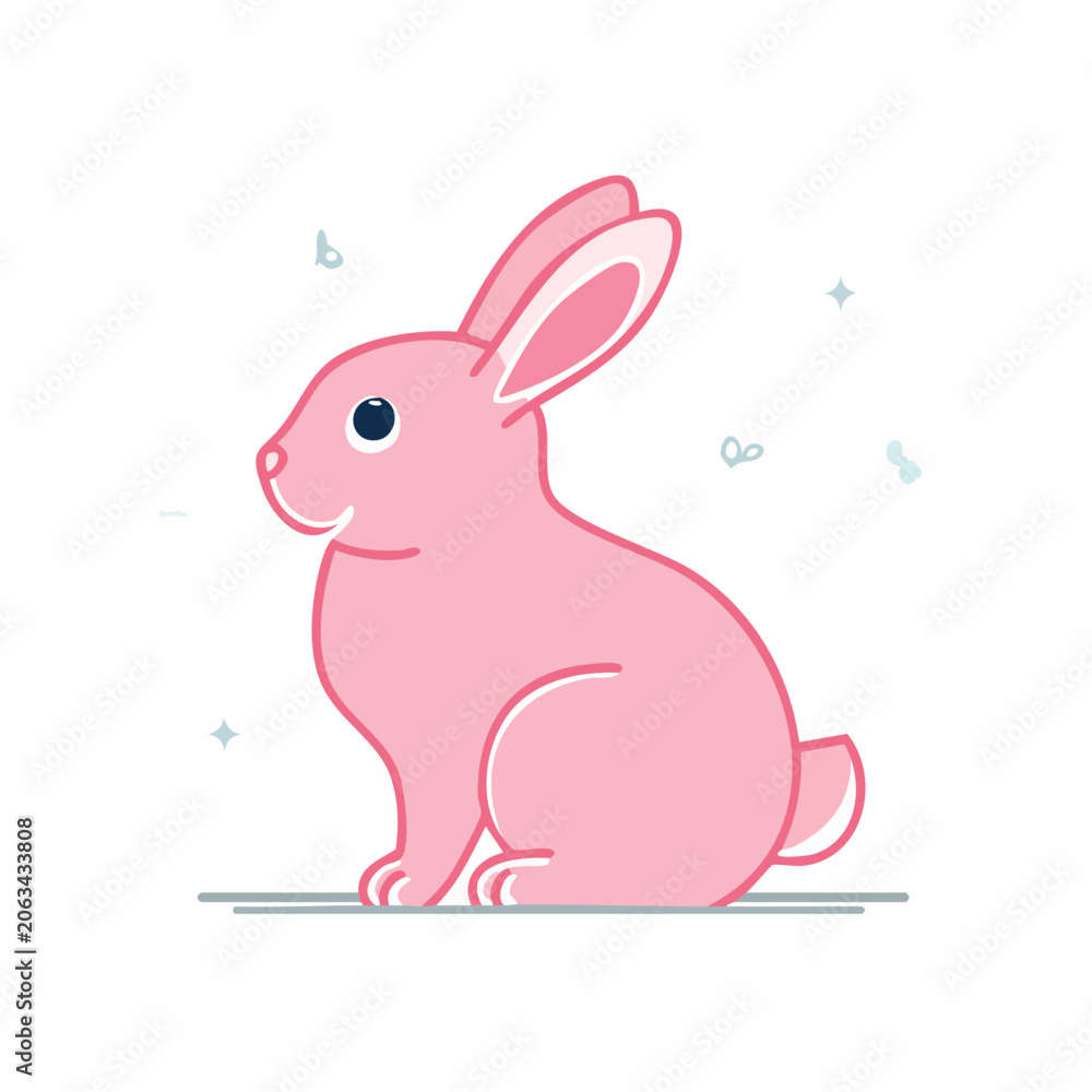 Obraz premium Cute Pink Rabbit Illustration