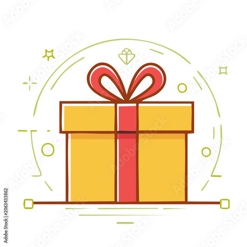 Flat Design Gift Box Icon with Ribbon