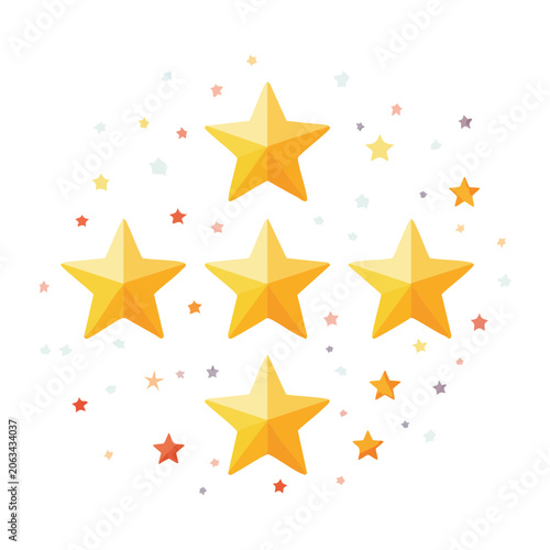 Golden star and snowflake vector icons