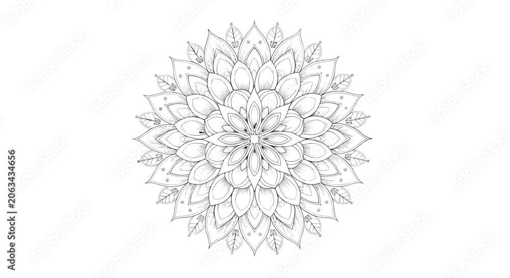 Obraz premium Intricate Mandala Design Outline for Coloring Pages.