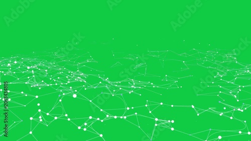 Horizon lights appearing, neon mesh forming, connecting and pulsing for data flow on transparent bg