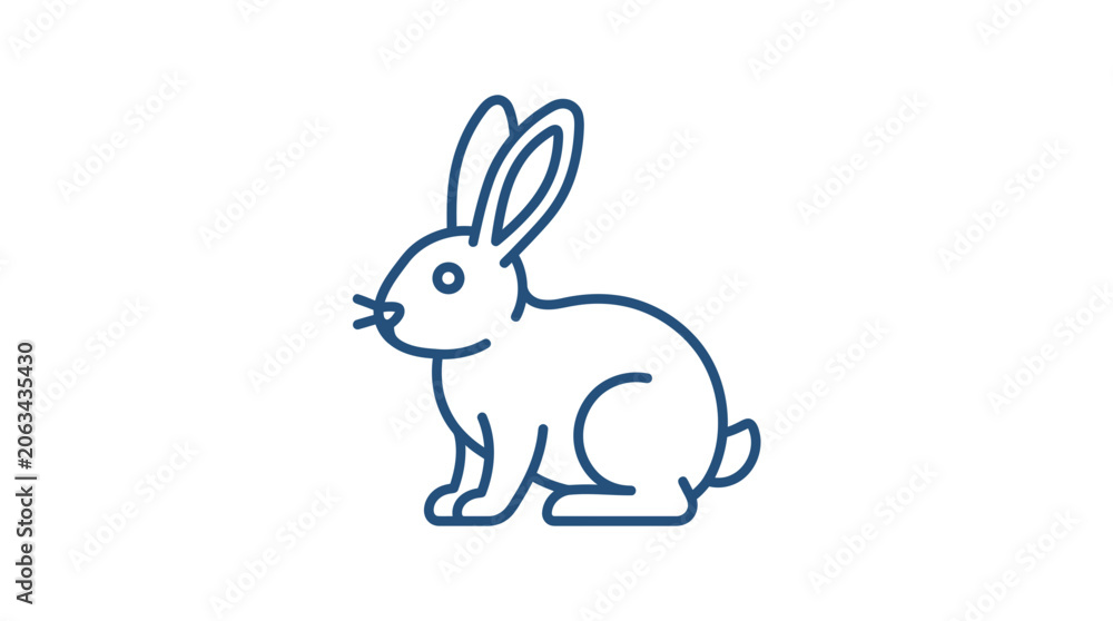 Fototapeta premium blue rabbit line art