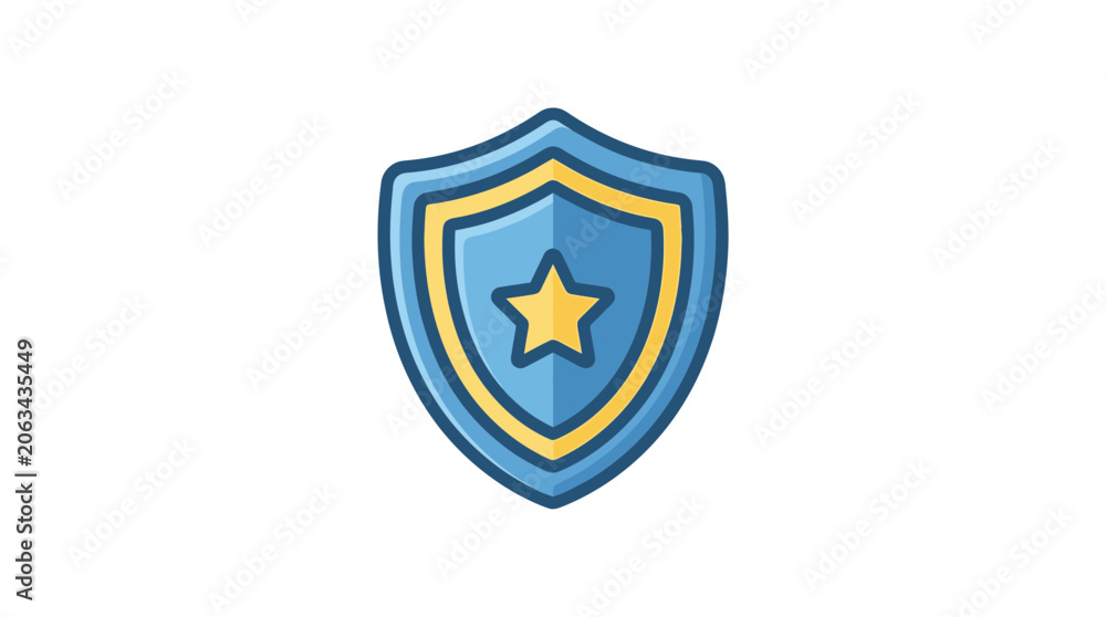 Fototapeta premium Blue Shield Icon with Yellow Star Symbol