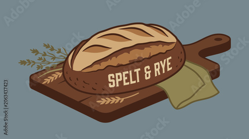 Tableau sur toile Spelt and Rye Blend Loaf with Earthy Nordic Character