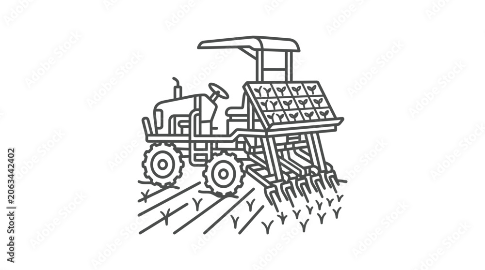 Fototapeta premium Detailed agricultural harvester machine for industrial farming operations.