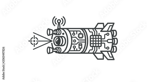 Advanced military communications satellite and sensor icon
