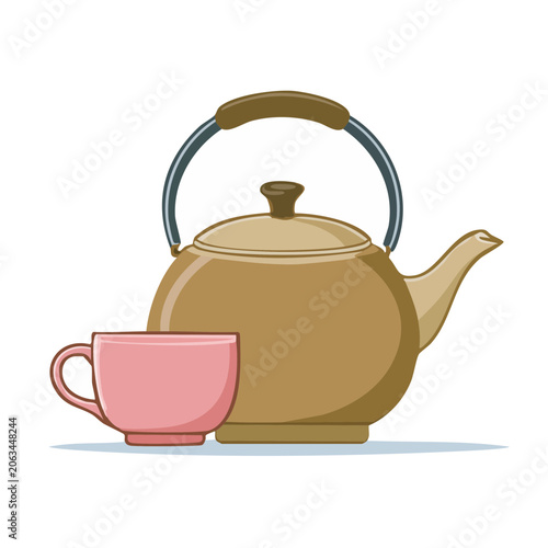 3D flat design coffee cup with heart on saucer