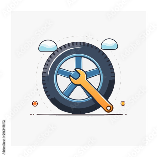 Flat design clock with blue and orange hands