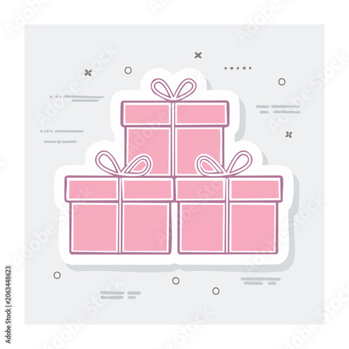 Stacked Pink Gift Boxes with Ribbons Illustration