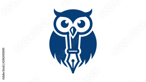 Professional Owl Logo with Fountain Pen Symbol for Publishing Education and AI Brands