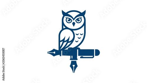 Abstract Owl and Pen Logo Design for Education Publishing and Creative Business