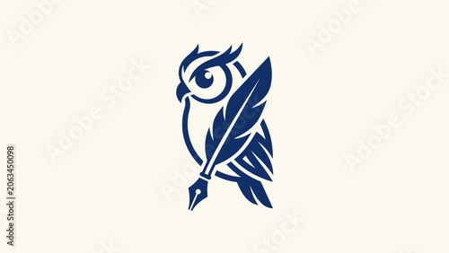 Abstract Owl and Pen Logo Design for Education Publishing and Creative Business
