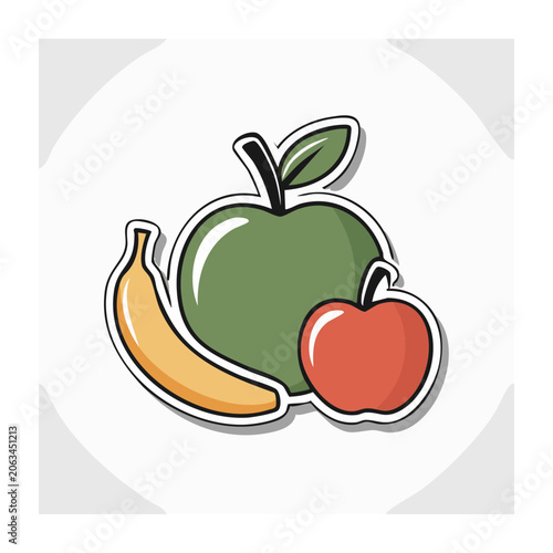 Flat design avocado with leaf and stem