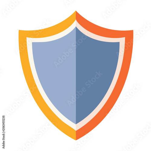 Flat design shield icon with blue and orange colors