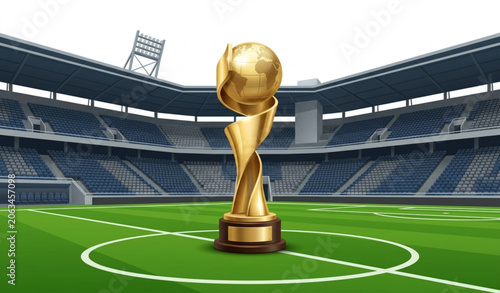 Photos Generic world championship soccer trophy in stadium 3D vector illustration isola