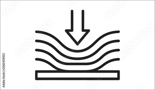 Pressure absorbing layers, linear icon design, soft cushioning structure concept, shock absorption material technology illustration, thin line editable stroke vector, modern UI interface symbol, prote
