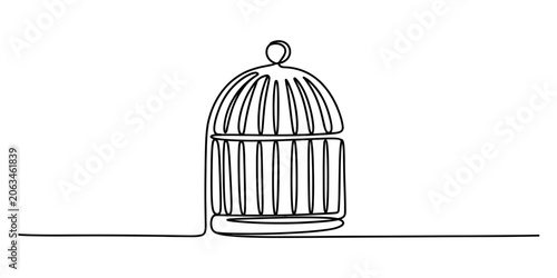 Konstfotografi Continuous single line drawing of a bird cage