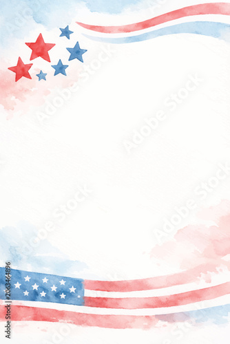 american independence flag watercolor theme background