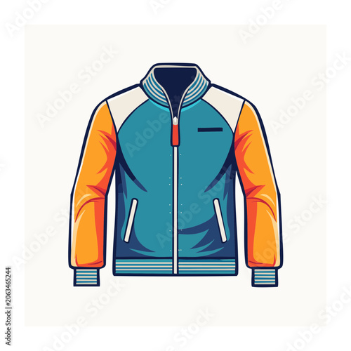 Flat design illustration of a colorful bomber jacket