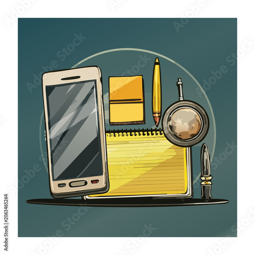 Flat design illustration of office supplies
