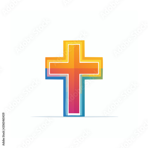 Rainbow colored cross icon on white background