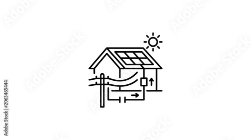 Solar powered house connected to the electric utility grid.