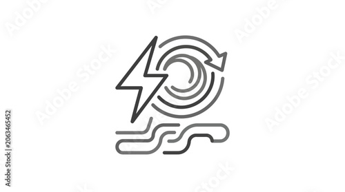 Energy recycling symbol with lightning bolt and circular arrows.