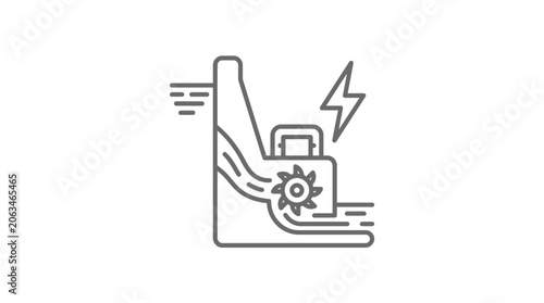 Micro hydroelectric power plant diagram with water turbine