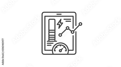 Tablet displaying energy statistics monitoring app icon.