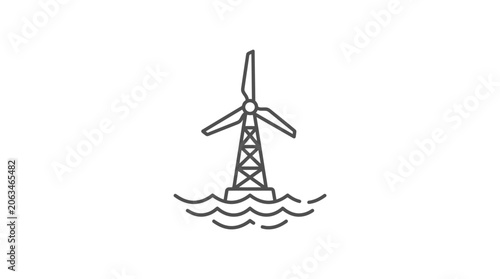 Offshore sea platform wind turbine for renewable energy generation.