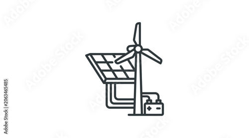 Combined wind and solar power generator with battery storage.