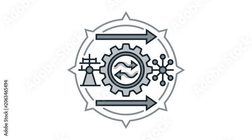 Smart energy automation and integration circular icon.