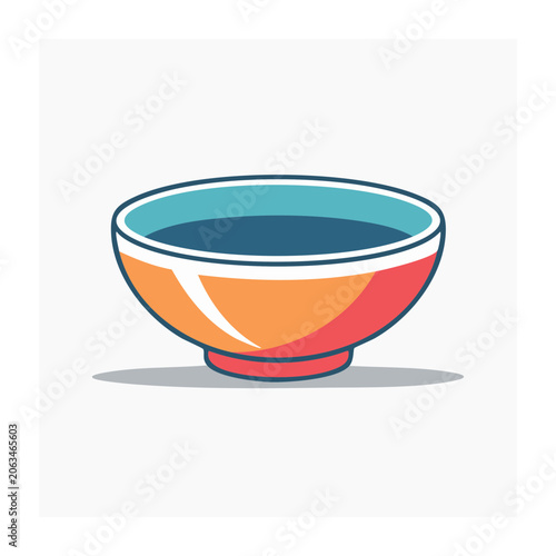 Colorful ceramic bowl flat design illustration