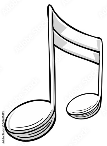 Cartoon-style illustration of a musical note, showing the eighth note and its corresponding symbol.
