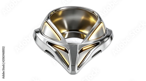 Abstract 3D Sci-Fi Tech Vessel with Glowing Gold Digital Energy Core