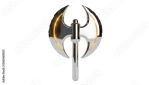Chrome Double Headed Axe Icon for Warrior and Combat Brand Identity
