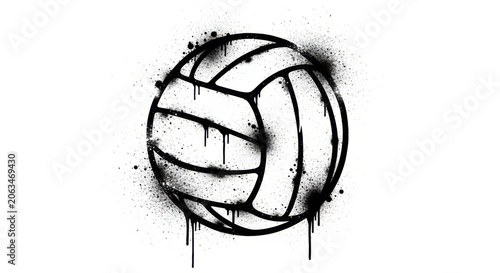 Volleyball ball illustration with graffiti spray paint style isolated on white background