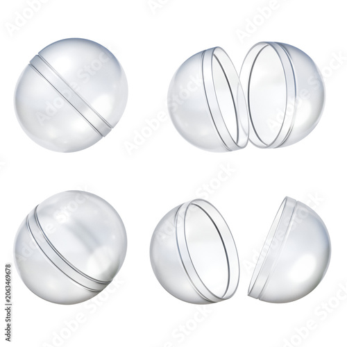 3D Glassmorphism Transparent Gacha Capsule Toy Empty Plastic Pod Ball Set