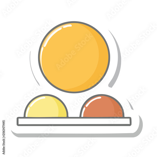 Flat design sun with smiley face and landscape