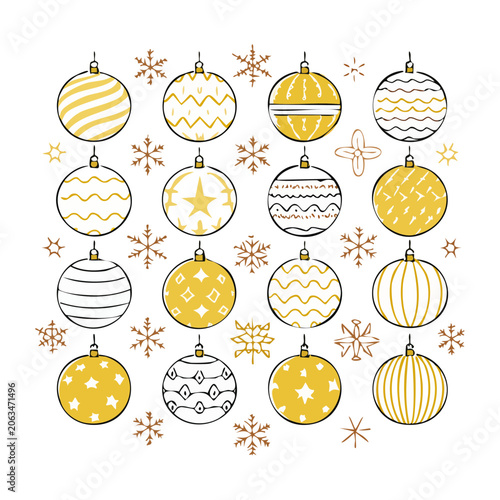 Minimalist Gold and White Christmas Ornament Pattern
