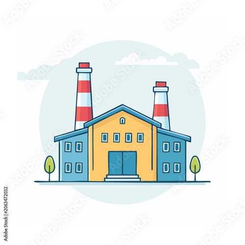 Flat design 3D render of a colorful house