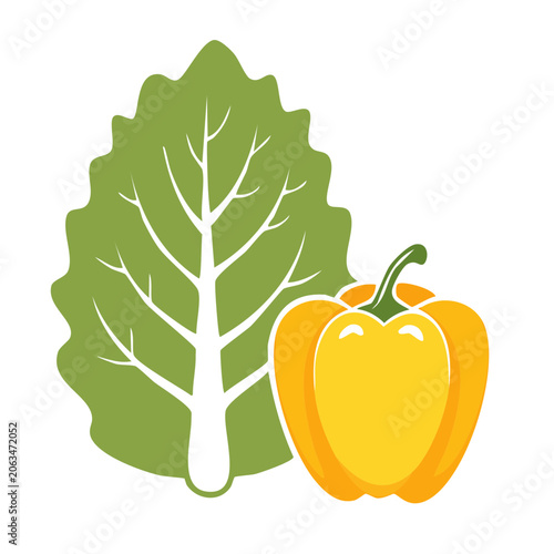 Flat design avocado with leaf isolated